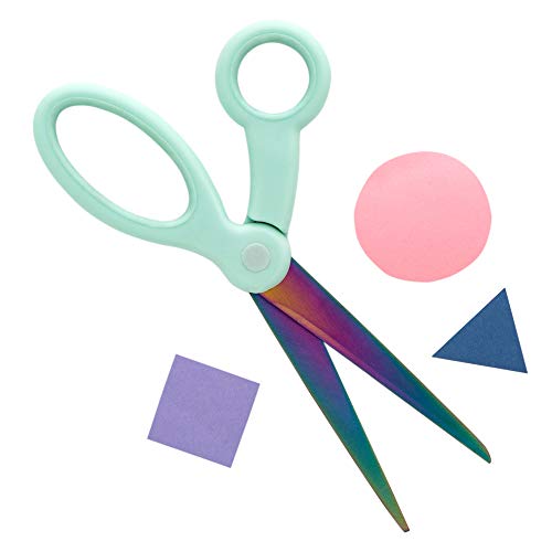 Yoobi Scissors | Adult Size | Green Mint Holographic Design | Great for School, Home or Office Use | Right or Left Handed