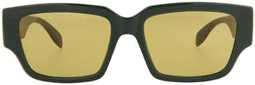 Alexander McQueen SquareRectangle Sunglasses Green Green Yellow Luxury Eyewear Made In Italy Acetate Frame Designer Fashion for Everyday Luxury