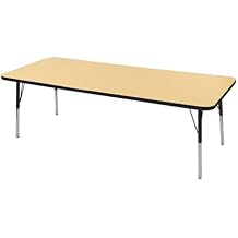 Norwood Commercial Furniture Adjustable Height Classroom Activity Table for Kids & Adults, Rectangular Activity Table for School and Home, Maple/Black, 24" W x 60" L