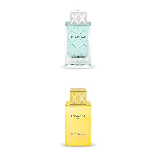 SWISS ARABIAN Shaghaf Man and Shaghaf Oud Duo - Luxury Products From Dubai - Long Lasting And Addictive Personal EDP Spray Fragrance - Seductive Signature Aroma - Luxurious Scent Of Arabia - 2 pc