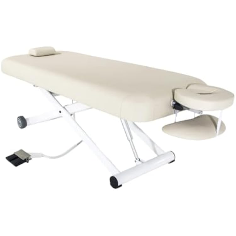 GreenLife-Silverfox 2274 Electric Massage Table with Foot Control,Quiet German Motor,Heavy Duty Medical Spa Facial Treatment Bed for Esthetician,ADA Compliant,UL Certified Beige, Flat Top