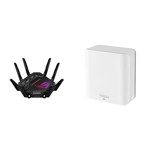 Bundle of ASUS ROG GT-BE98 PRO Quad-Band WiFi 7 Gaming Router Subscription-Free Security, AiMesh, VPN Features  ZenWiFi BD4 Dual-Band WiFi 7 Mesh, 2450 sq. ft., Security & Parental Controls Included