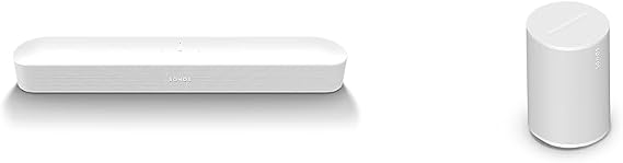 Sonos Beam (Gen 2) The Smart Soundbar for TV Music and More (White) & Era 100. An Icon Newly Mastered Next Generation Acoustics Bluetooth. (White)
