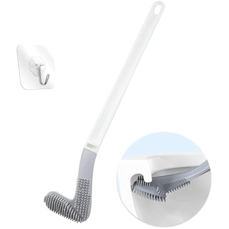 Golf Toilet Brush, Long Handle Golf Brush Head Toilet Brush, Flexible Bendable Silicone Golf Toilet Bowl Cleaner Brush, Toilet Brushes for Bathroom 360 No Dead Ends Wall Mounted 1