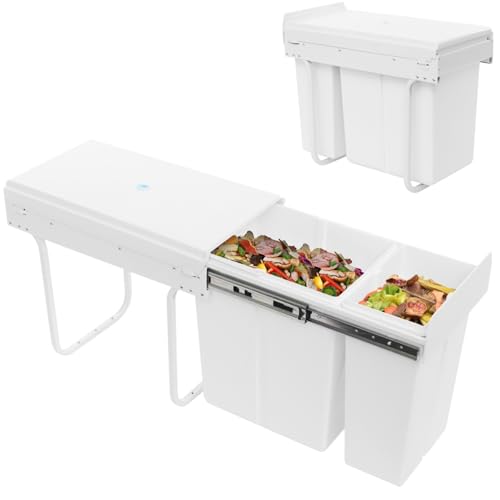 Pull Out Under Cabinet Trash Can, Pull Out Trash Cans, 10L  20L Kitchen Cabinet Garbage Can, Pull-Out Kitchen Bin White