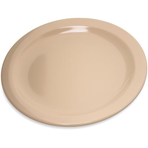 Carlisle FoodService Products Dallas Ware Reusable Plastic Plate Salad Plate with Rim for Buffets, Home, and Restaurants, Melamine, 7.25 Inches, Tan, Pack of 48