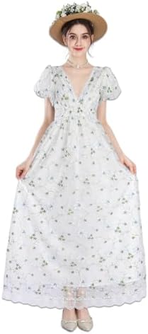 Women Regency Dress Victorian Dresses Vintage Ball Gown Lace-up Long White Regency Dress with Wedding Gloves