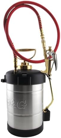 B&G - Primeline 1 Gallon Stainless Sprayer (N124-S) - Extenda-Ban Valve - 9" Brass Extension - 4-Way Tip - Durable, Precise, Field Repairable