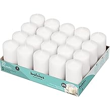 BOLSIUS Set of 20 White Pillar Candles - 2x4 inch Unscented Candle Set - Dripless Clean Burning Smokeless Dinner Candle - Perfect for Wedding Candles, Parties and Special Occasions