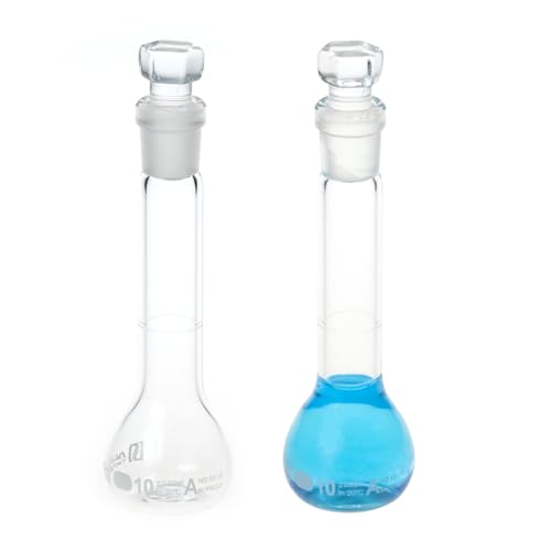ALWSCI 10 ML Volumetric Measuring Flask Set NS1013 Glass Stopper, Graduated, ASTM Class A Borosilicate Glass 3.3 for Laboratory, 2 PCS