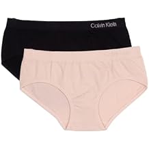 Calvin Klein Kids Girls' Modern Cotton Hipster Underwear 2-Pack, Black/Buff Beige, X-Large