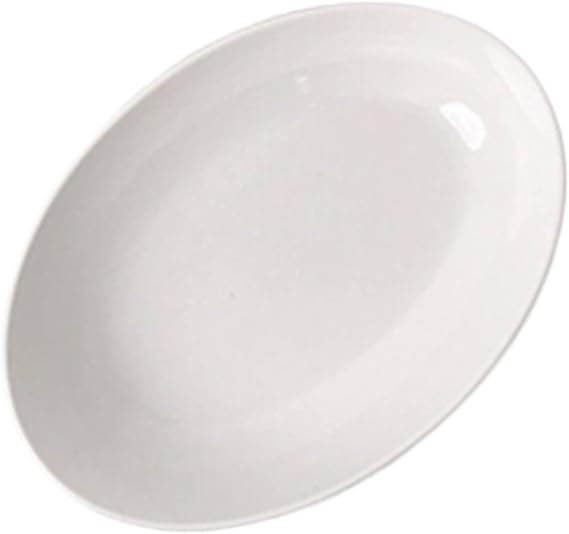 HEXEH Serving Plates Oval Plate Salad Plate Dessert Curry Rice Plate Fish Plate Fruit Plate Dinner Kitchen Restaurant Cafe Room Plate White Oval Ceramic Plate Reusable Dinner Plate (Size : Small)