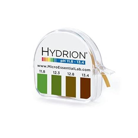 Micro Essential Lab 390 Hydrion Short Range pH Test Paper Dispenser, 11.8 - 13.4 pH, Single Roll