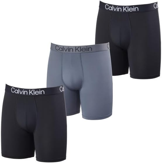 Calvin Klein Men's Boxer Brief Moisture Wicking, 3-pack (US, Alpha, Small, Regular, Regular, Black/Black/Gray)