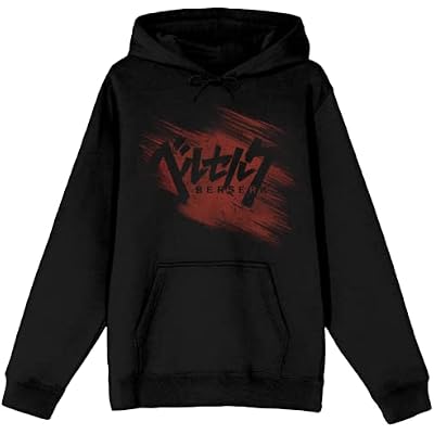 Bioworld Berserk Grunge Art Kanji Logo Long Sleeve Womens Black Hooded Sweatshirt