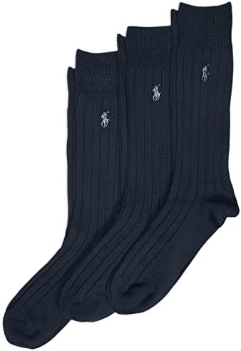 Polo Ralph Lauren Mens Super Soft Ribbed Dress Crew Socks 3-Pack