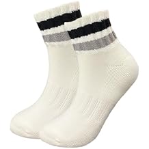 Women Striped Retro Novelty Crew Socks Sporty Thick Cotton Quarter Tube Socks