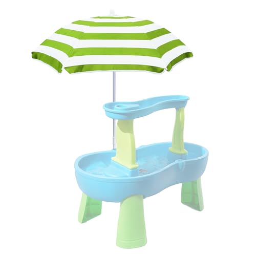 Beach Umbrella for Kids Water Table & Picnic Table Shade, Heavy-Duty Childrens Portable Outdoor Umbrella, 47 Inch UV Protection for Sand Play, Camping, Garden and Beach. Green