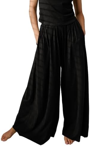 Lunya Organic Pima Wide Leg Cotton Pants for Women - Organic Cotton Palazzo Pants - High Rise Wide Waistband