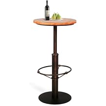 Topower Industrial Pub Table 19.7" Round Solid Pine Wood Top 42.2" Height Bar Table with Metal Base, Tall Pub Table for Kitchen, Dining Room, Coffee Shop, Copper
