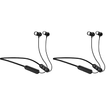 Skullcandy Jib+ Wireless Earbuds,Bluetooth Headphones,Up to 6 Hours Battery,Noise Isolating Fit,Water Resistant,Microphone for iPhone Android,Convenient Collar and 3 Ear Gel Sizes - Black,(Pack of 2)