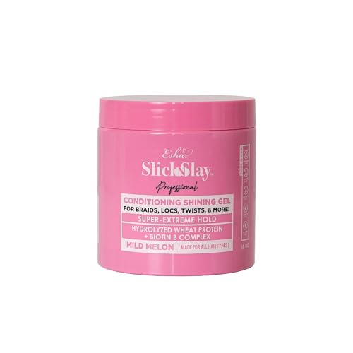 Esha Professional - Slick N Slay - Conditioning Gel For Braids, Locs, Twists, More! Hydrolyzed Wheat Protein  Biotin B Complex! - Mild Melon Scent 16 oz.