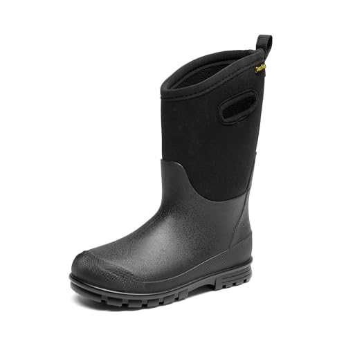 DREAM PAIRS Boys Waterproof Boots Outdoor Faux Fur Lining Shoes with Handles for Rain Snow Winter Muck Mud and Cold Weather for LittleBig Kids
