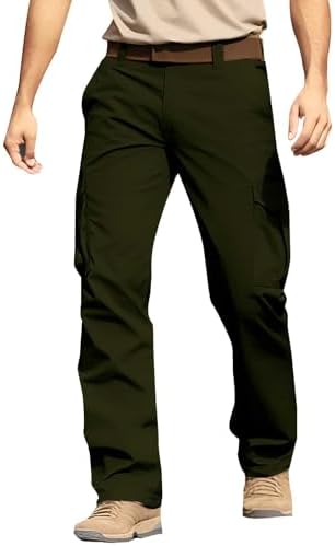 Men's Military Cargo Tactical Pants Ripstop Stretch Relaxed Fit Trousers Outdoor Hiking Pants with Multi Pockets