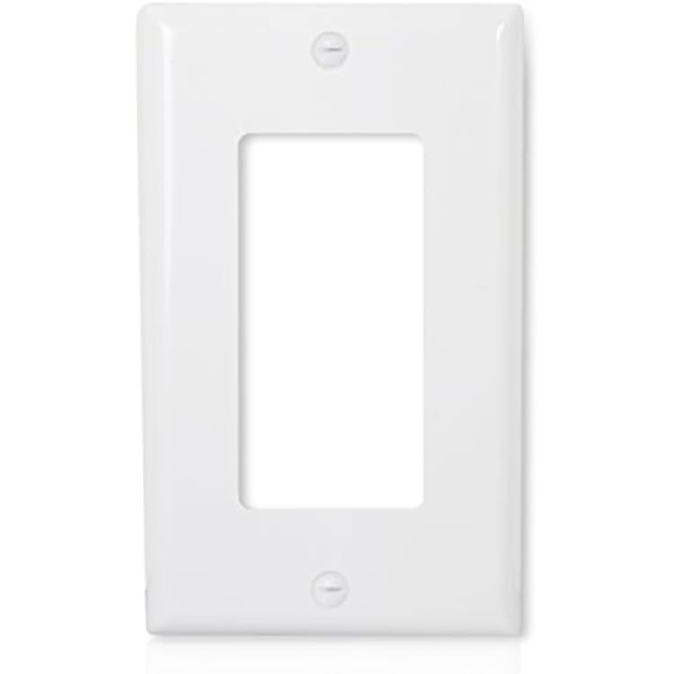 Maxxima 10 Pack 1 Gang Decorative Outlet Wall Plate - White, Standard Size Cover, Ideal for Light Switch, Single Outlet, Timers, or Dimmers - 10 Pack