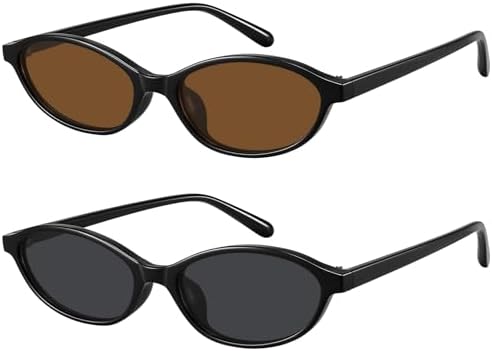 WOWSUN Retro Oval Sunglasses Womens Small Cat Eye Trendy Shades UV400 Protection
