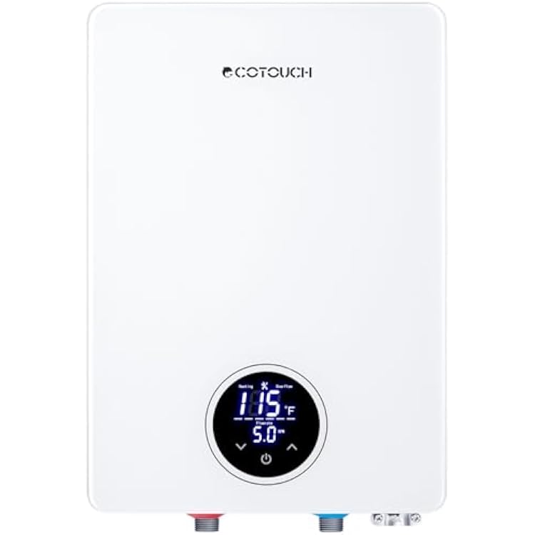 Tankless Water Heater, ECOTOUCH 27kW 240V Water Heater Electric Hot Water Heaters, Instant Hot Water with Self-Modulating, Up to 6.5GPM for 2-4 Point of Use, ETL Certified, ECO270S White