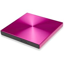 Aluminium Alloy USB 3.0 External DVD Burner DVD-RW CD-ROM Player Slim Portable Optical Drive for Desktop Laptop Notebook (Rose red)