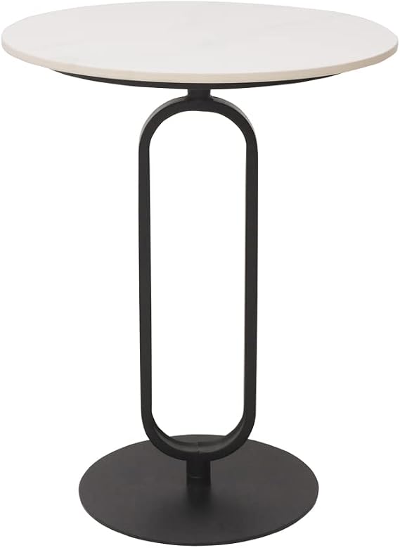 Side Table with Marble Top Metal Pub Bar Round Table Modern Sofa Side End Table Coffee Tray Side Desk for Couch Living Room Bedroom