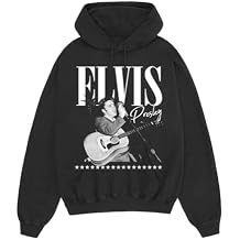 Elvis Presley Unisex Adult Offical Elvis Presley Merch B&w Guitar Portrait Hoodie