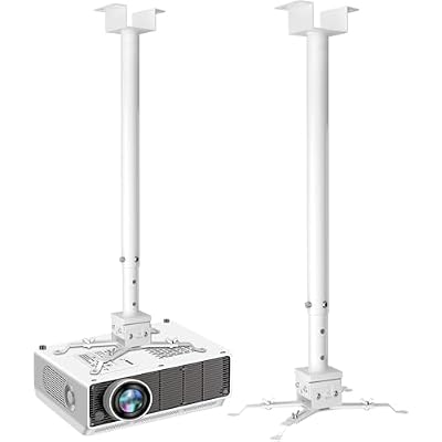 2-Be-Best Upgraded Projector Ceiling Mount 31-59  78-150CM Strong Extending Drop Ceiling Projector Mount Adjustable Long Projectors Mounts for Home Office Factory White