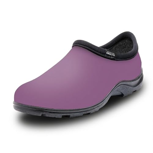Sloggers ProLite Womens Garden & Work Slip-On Shoes 25% Lighter Waterproof Comfort Clogs with All-Day Insoles, UV Protection, Arch Support & Deep-Lug Traction Made in USA with US & Imported Parts - Lavender