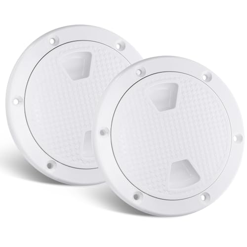Amarine Made 2 Pack of 467 in Boat Round Non Slip Inspection Hatch,Detachable Cover and Pre-drilled Holes in Deck Plate Easily to Install