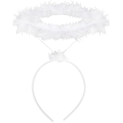 SUMERSHA Angel Halo Headband Feather Angel Headwear Fluffy Hair Band for Halloween Costume Party Accessory