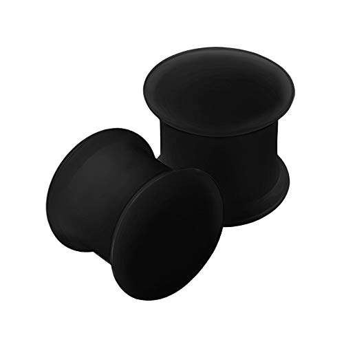 2PCS Silicone Black 00g 10mm Double Flared Saddle Earring Stretcher Ear Gauge Plug Earring Lobe Piercing Jewelry 2668
