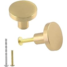 Jiozermi 2 Pack 1 inch Cabinet Knobs with Mounting Screws, Solid Brass Drawer Knobs, Round Dresser Knobs, Drawer Pulls, Dresser Drawer Handles