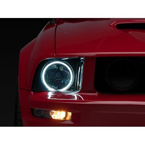Axial CCFL Halo Projector Headlights; Black Housing; Smoked Lens Compatible with 05-09 Mustang GT, V6
