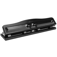4-Hole Paper Puncher for A4 Refills, 10 Sheet Capacity Universal Manual Paper Punching Machine 999D for Office Home, Black