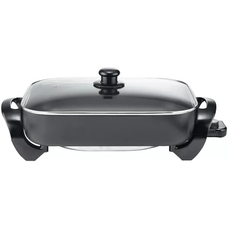 16 Electric Ceramic Skillet with Glass Lid, electric pan for cooking, electric skillets nonstick with lids