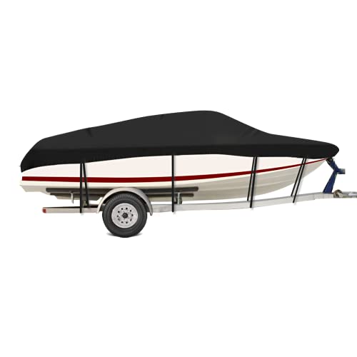 Marine Grade Trailerable Boat Cover Commercial 210D, Light Weight Fits V-Hull Tri-Hull Runabouts and Bass Boats Accessories 17-19ft | 20-22ft