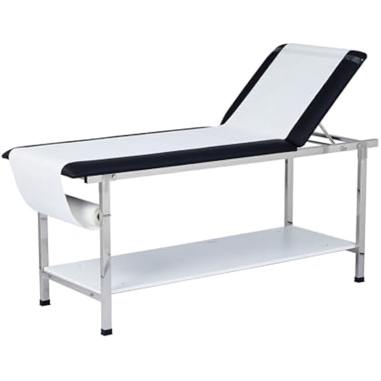 AdirMed VivaComfort Patient Exam Table with Shelf, Adjustable Back, and Foldable Legs, Medical Exam Table Black