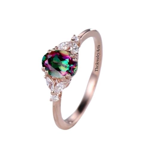 Natural Mystic Topaz Engagement Ring, 925 Sterling Silver Jewelry For Women, Oval Cut Gemstone Ring, Topaz Gemstone Jewelry For Her