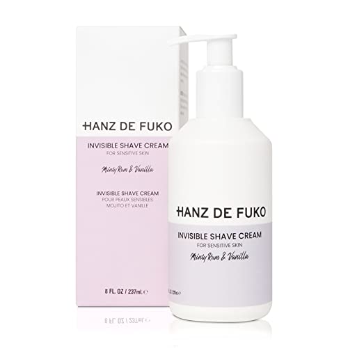 Hanz de Fuko Invisible Shave Cream for Men & Women Premium Shaving Cream, Great for Sensitive Skin Hypoallergenic Formula with Aloe Vera, Shea Butter, Acai Sulfate and Paraben Free 8 oz.