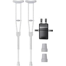 Aluminum Crutches for Adults & Seniors, Adjustable Crutches for Walking, Comfortable Lightweight Crutch with Underarm Pad & Crutch Bag & Hand Grip, 300 LB Weight Capacity, 1 Pair