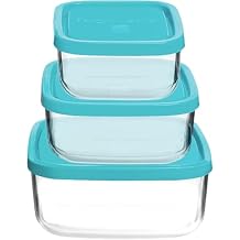 Bormioli Rocco Frigoverre Square Glass Food-Storage Containers with Lids, Set of 3