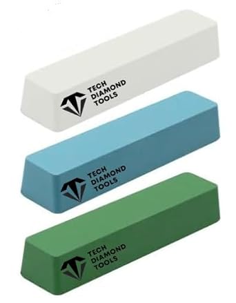 TechDiamondTools Kit of 3 Aluminum Oxide Compounds and Polishing Brick Set for Grinding, Shining Metals and Plastic